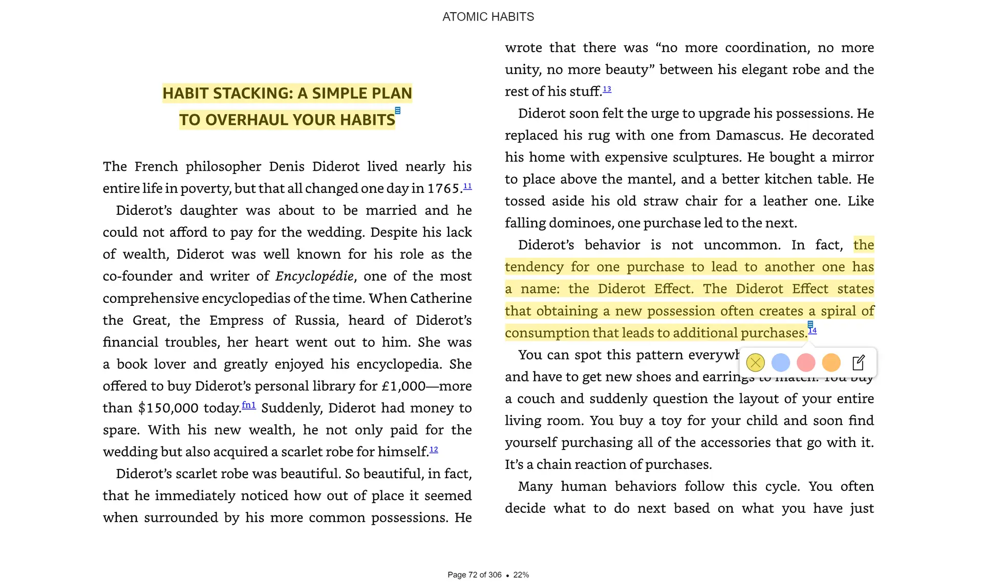 Highlighting while reading an ebook