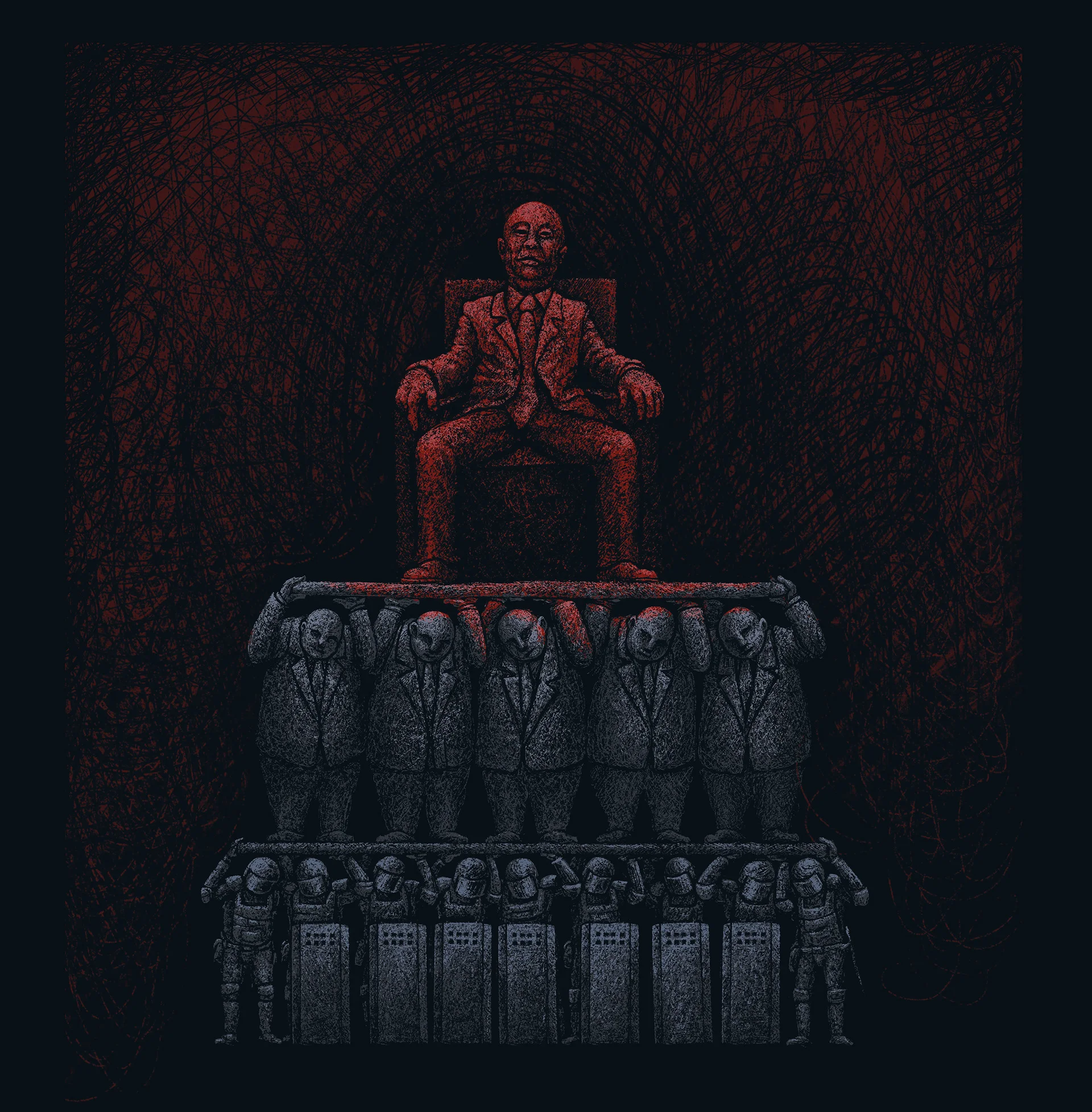 Dystopian imagery of Big Brother and the omnipresent surveillance state