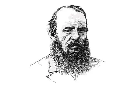 A black and white pen-and-ink sketch portrait of a bearded man with curly hair, depicted from the shoulders up against a white background.